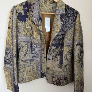 Women's Paisley Blazer in Navy and Gold